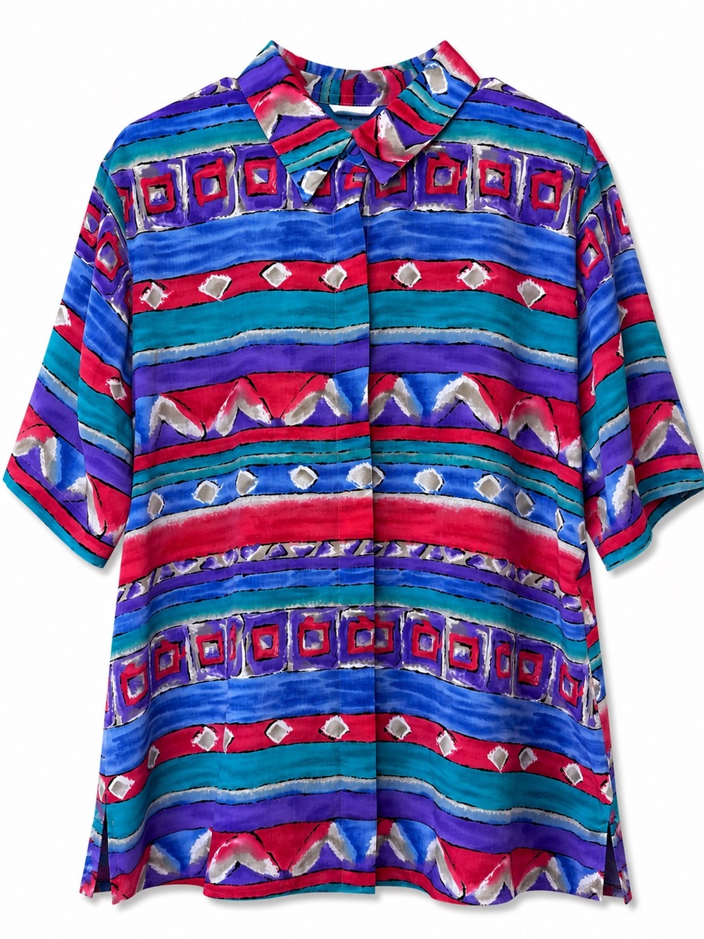 Alfred Dunner Multicolor Striped & Geometric Button-Down Shirt